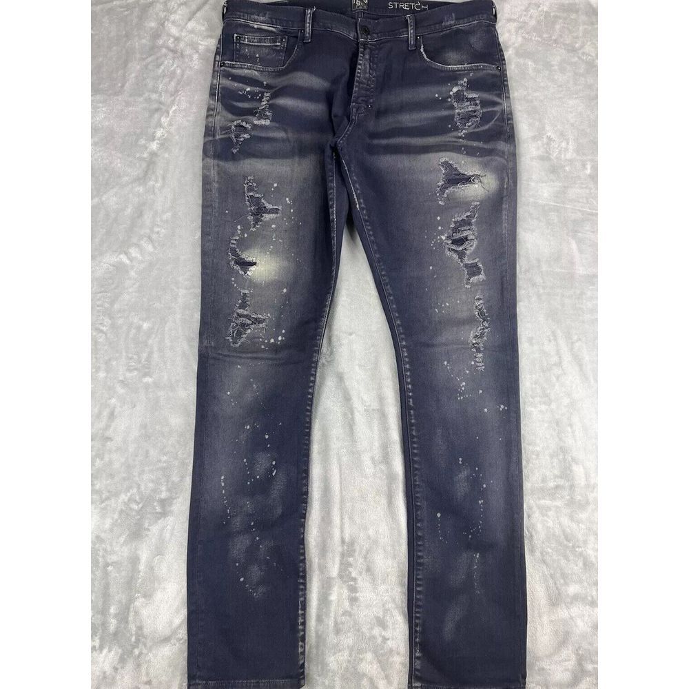 PRPSβ Jeans Men's 36 Stretch Denim Splatter Distressed Rock Goth Blue